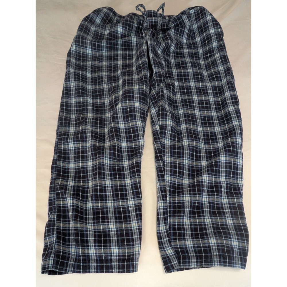 Jockey Pajama Pants Mens XL Navy Plaid 100% Cotton Relaxed Loungewear Lounge